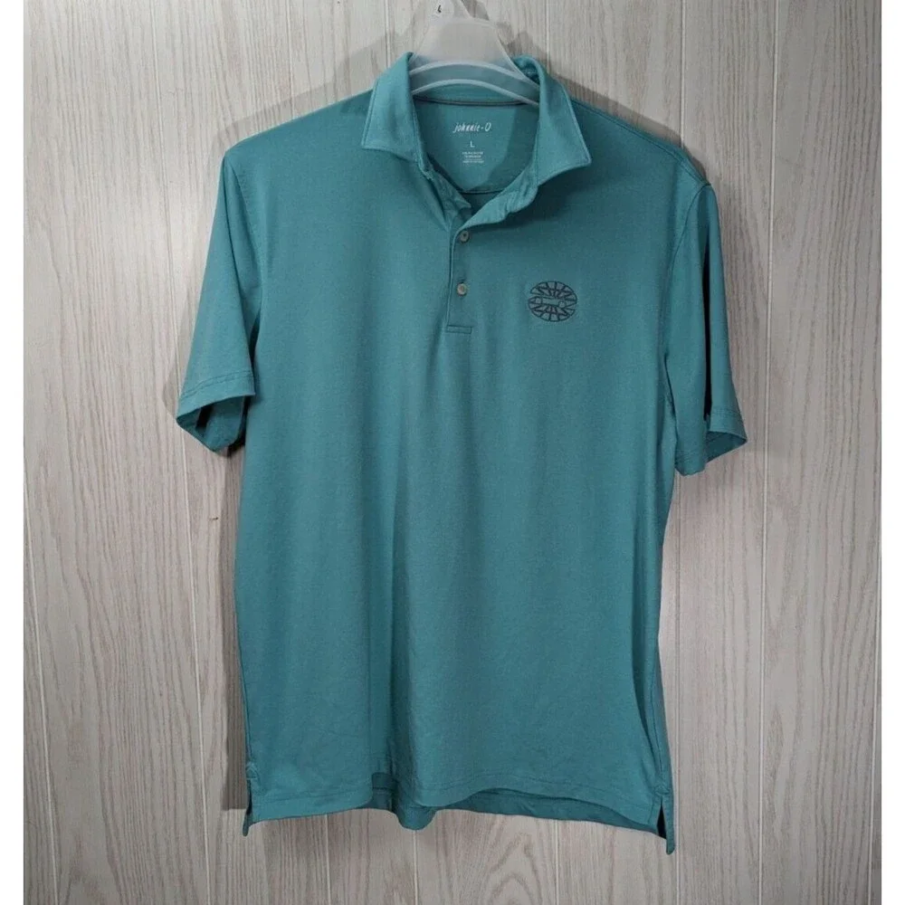 johnnie-O Performance Polo Shirt L Teal Blue NASCAR Speedway Motorsports Golf - Picture 1 of 6